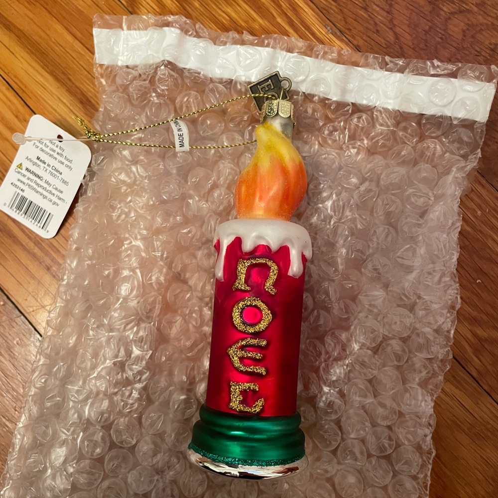 Festive Red and Green Candle Ornament